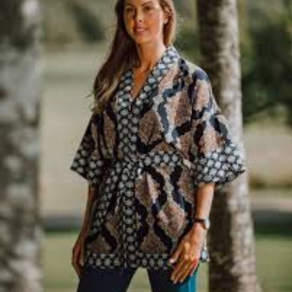 NEW XS Kimono Hippy Patchwork Floral Tunic Boho Wrap Top Jacket LagenLook Paisle